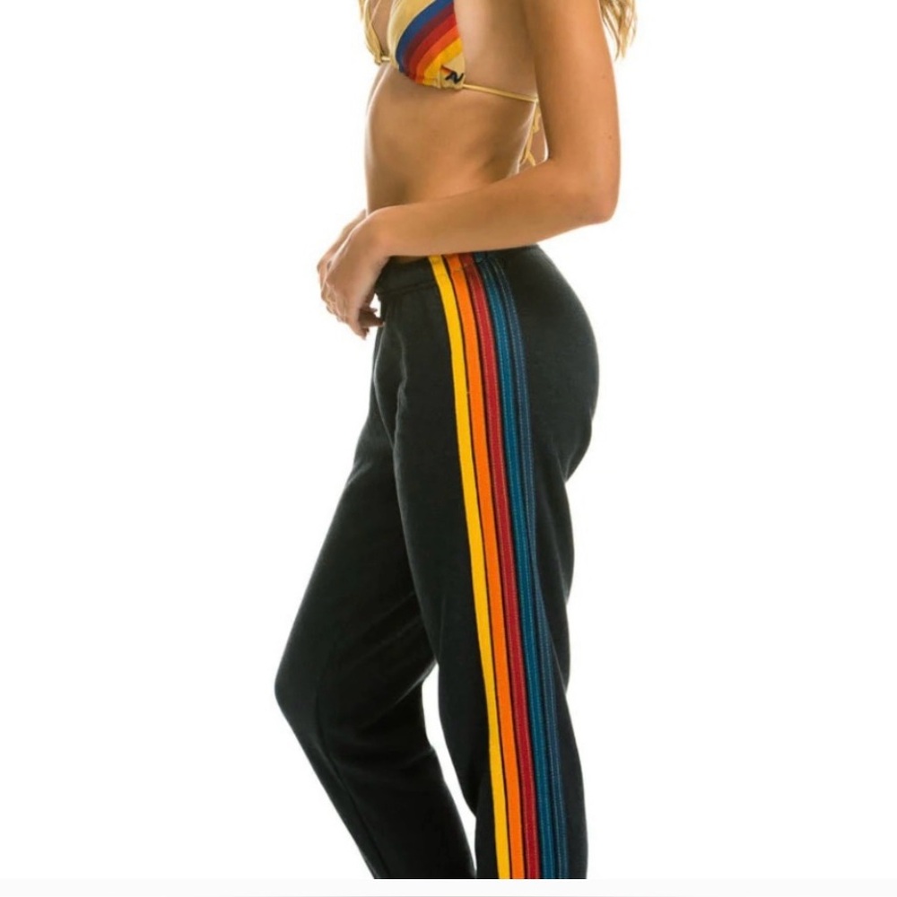 Black Pants with Rainbow Stripes